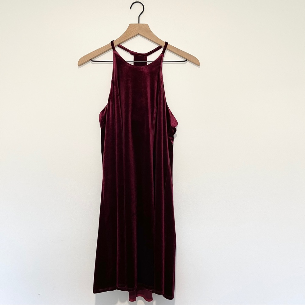 Crosby | Ellie Dress Cabernet Velvet Mini Dress Strappy Small